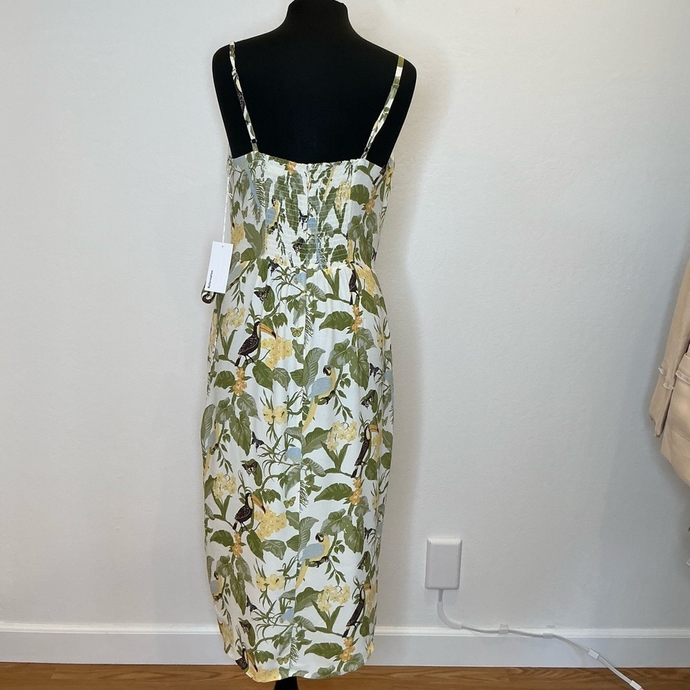 Reformation Rianne Tropics  Toucan Bird and Leaves Print Wrap Dress Size 12 - Picture 6 of 16